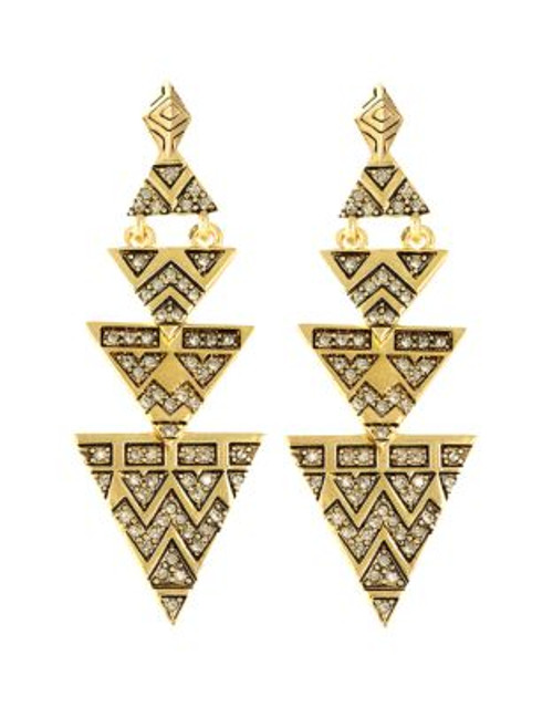 House Of Harlow 1960 Pave Tribal Triangle Earrings - GOLD