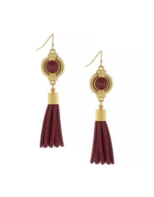 Vince Camuto Belle of the Bazaar Linear Tassel Earring - GOLD/RED