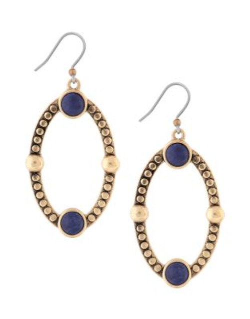 Lucky Brand Goldtone Lapis Oval Drop Earrings - GOLD
