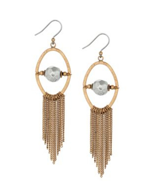 Lucky Brand Oval Bar Tassel Drop Earrings - MIXED METAL