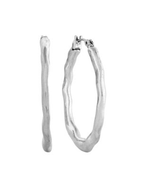 Lucky Brand Hammered Wire Hoop Earrings - SILVER