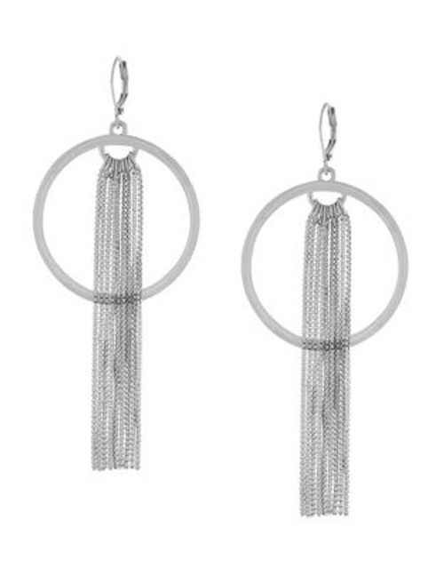 Vince Camuto Chain Fringe Gold Hoop Earrings - SILVER