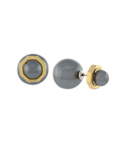 Louise Et Cie Oversized Pearl Two Part Earrings - GOLD/GREY