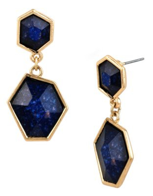 Kenneth Cole New York Gilded Lapis Metal Plastic Drop Earring - BLUE