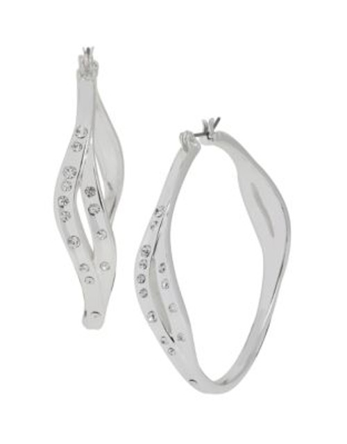 Robert Lee Morris Soho Sculptural Pave Hoop Silver Earring - CRYSTAL