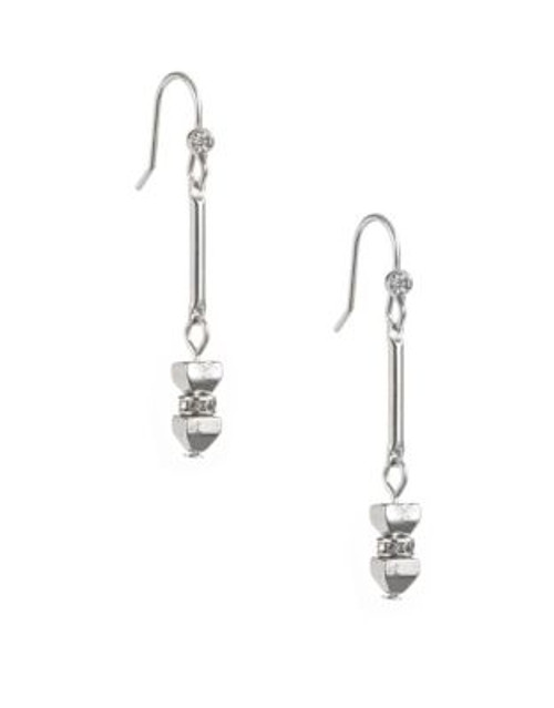 Kenneth Cole New York Linear Drop Earrings with Accent Stone - CRYSTAL/SILVER