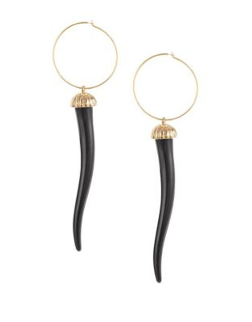 Kenneth Jay Lane Horn Dangle Hoop Earrings - GOLD