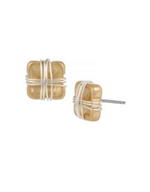 Robert Lee Morris Soho Wire Wrapped Square Stud Earrings - BEIGE