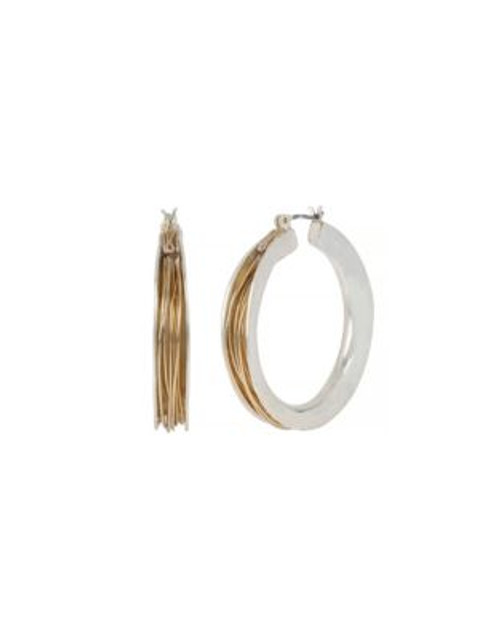 Robert Lee Morris Soho Wire-Wrapped Large Hoop Earrings - TWO TONE