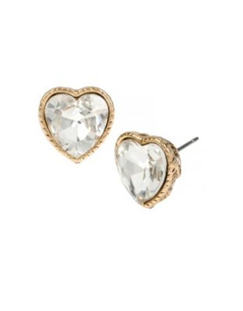 Betsey Johnson Embellished Heart Stud Earrings - WHITE