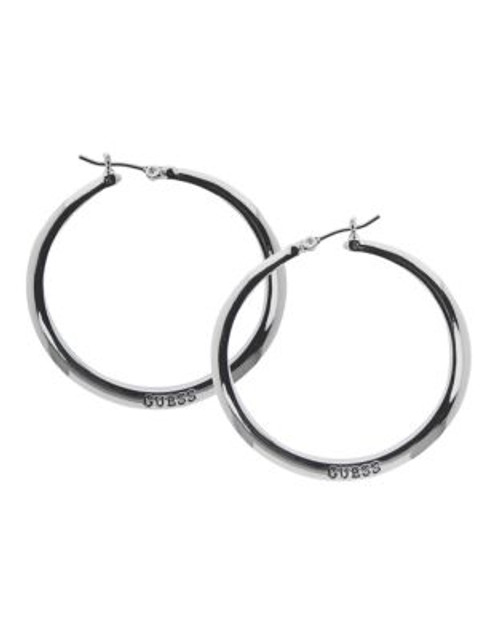 Guess Guess Silver Tone Large Logo Hoop - SILVER