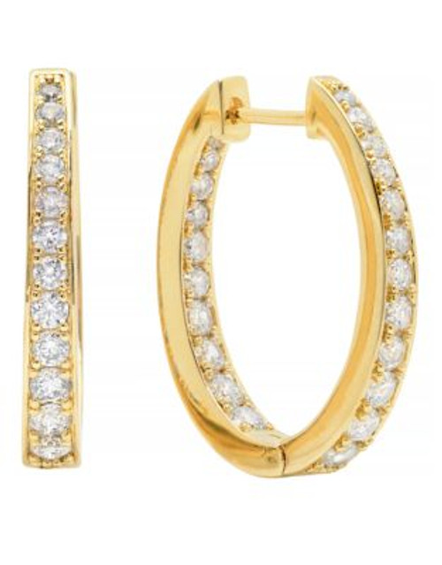 Crislu Halo Gold Plated Cubic Zirconia Drop Earring - GOLD