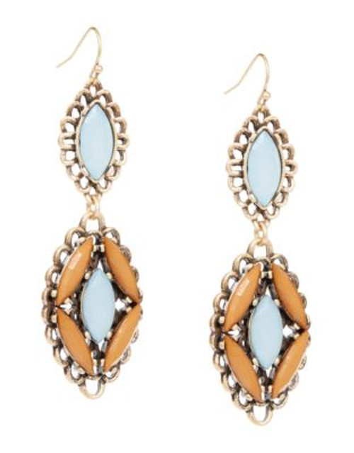 R.J. Graziano Double Marquise Drop Earrings - BLUE