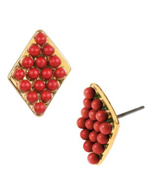 Diane Von Furstenberg Paloma Beach Spokes Metal Stud Earring - CORAL