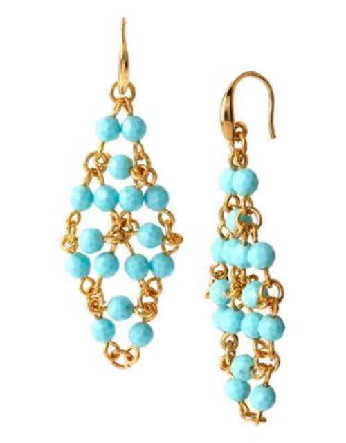 Diane Von Furstenberg Love is Life Spokes Metal Semi-Precious Stone Drop Earring - TURQUOISE