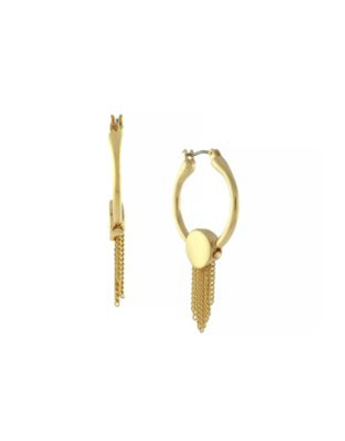 Vince Camuto Tribal Core Fringe Disc Hoop Earrings - GOLD