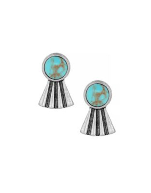 Lucky Brand Turquoise Feather Stud Earrings - TURQUOISE