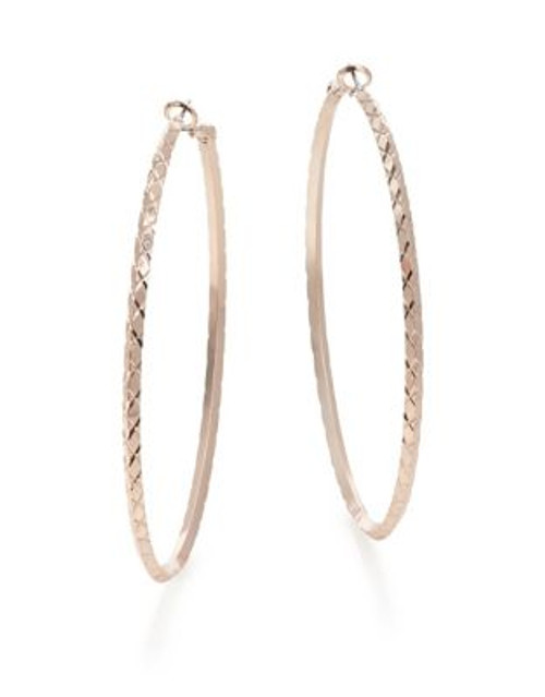 Guess Textured Hoop Earrings - ROSE GOLD