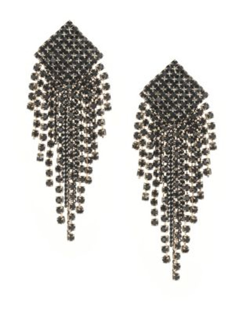 Expression Rhinestone and Chain Tassel Earrings - BLACK