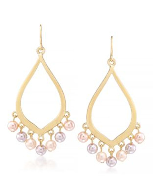 Carolee Peach Blossom Gypsy Hoop Pierced Gold Tone Earring - PINK
