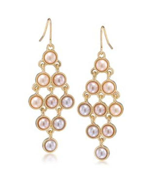 Carolee Peach Blossom Chandelier Pierced Gold Tone Earring - PINK