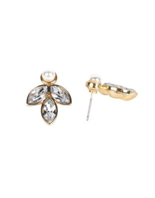 Cezanne Marquis-Cut Faux Pearl and Rhinestone Earrings - GOLD