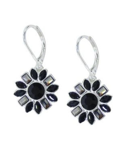 Nine West Floral Stone Drop Earring - BLACK