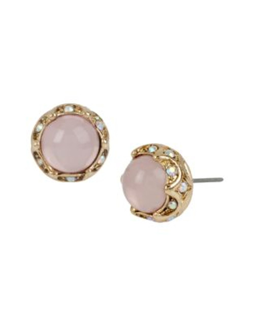 Betsey Johnson Weave and Sew Blue Round Stud Earring - PINK