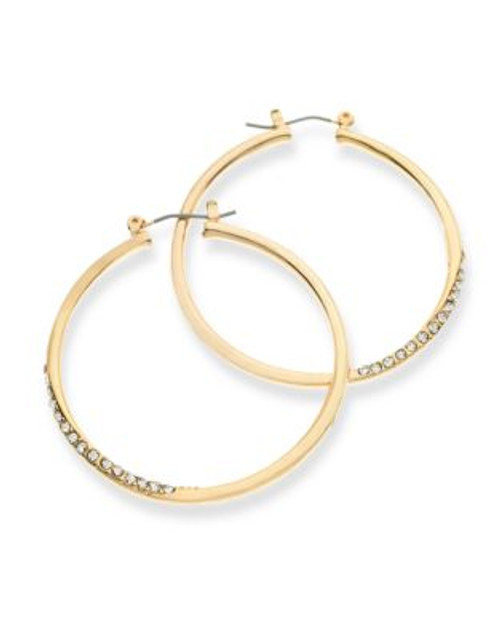 Guess Crystal Accent Hoop Earrings - GOLD