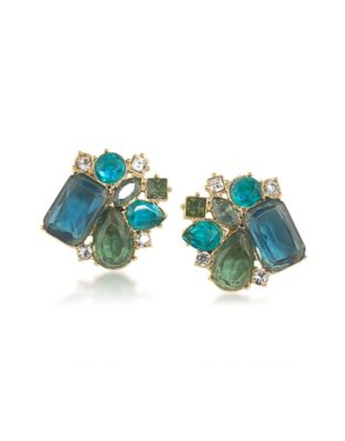 Carolee Stone Cluster Clip-On Earrings - LIGHT BLUE