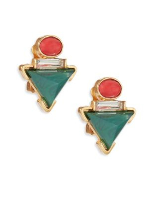 Gerard Yosca Geo Triangle Clip-On Earrings - GREEN