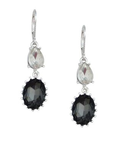 Nine West Double Drop Faceted Stone Earrings - BLACK