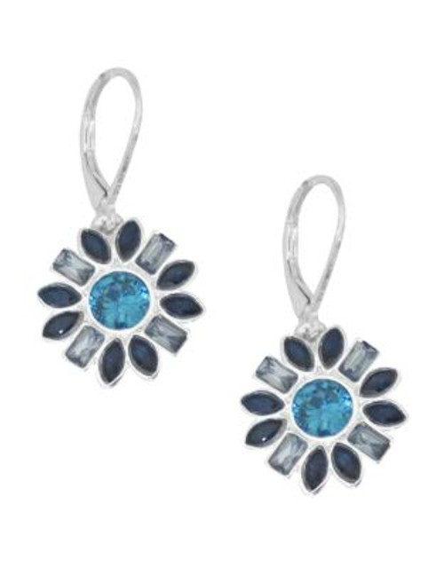 Nine West Floral Stone Cluster Drop Earrings - BLUE