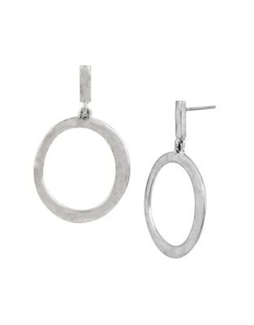 Kenneth Cole New York Hammered Oval Gypsy Hoop Earring - SILVER