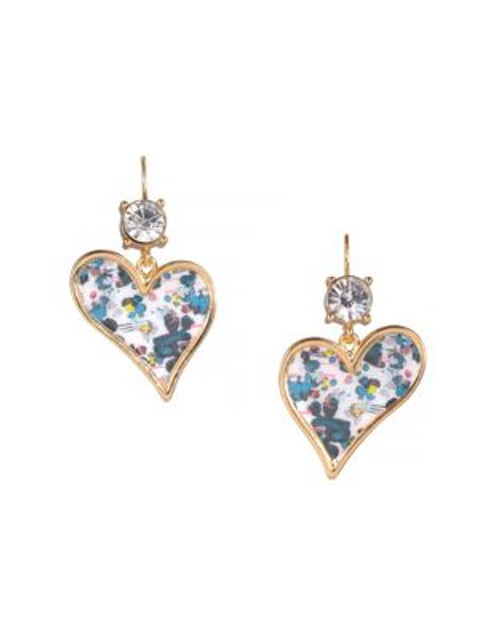 Kensie Patterned Heart Shape Earrings - GOLD