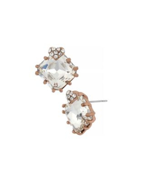 Betsey Johnson Square Crystal Gem Stud Earring - ROSE GOLD