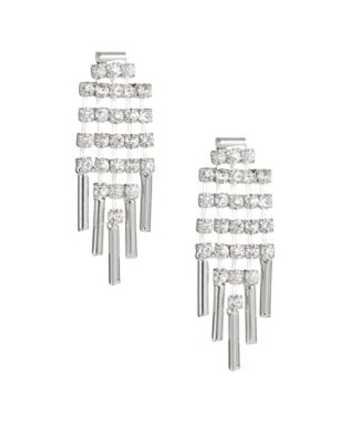 Expression Rhinestone Cylinder Chandelier Earrings - SILVER