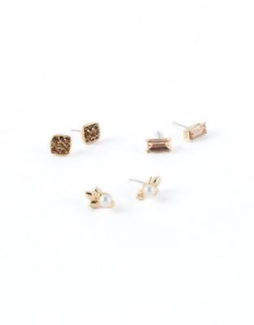 Lonna & Lilly Three-Pack Leaf Stud Earrings - NATURAL