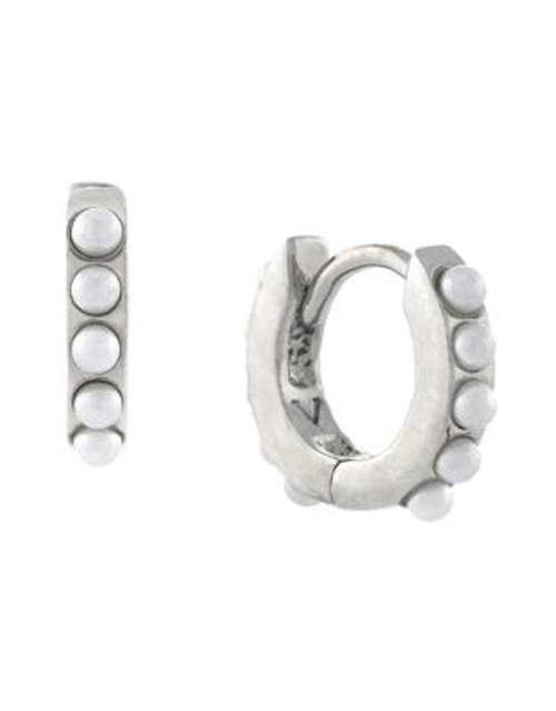 Vince Camuto Faux Pearl Huggie Hoop Earrings - SILVER