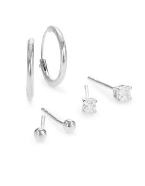 Expression Three Pair Mixed Earring Set - SILVER