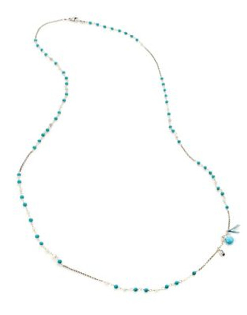 Chan Luu Mixed Bead Skull Pendant Necklace - TURQUOISE