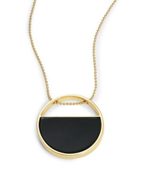Trina Turk Enamel Circle Pendant Necklace - BLACK