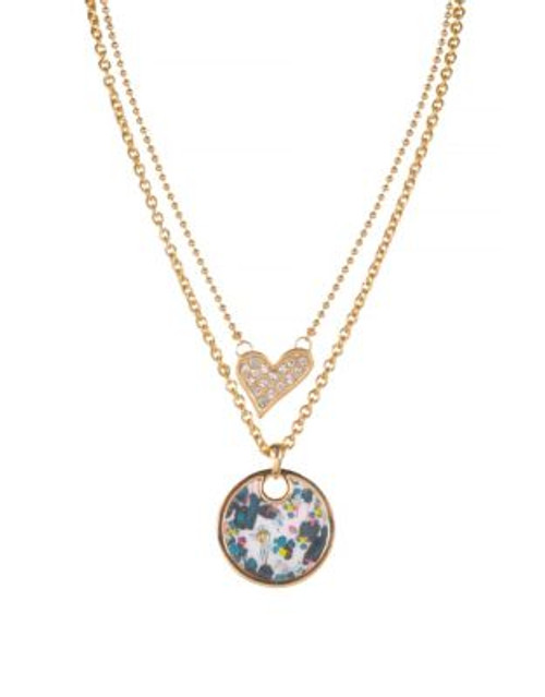 Kensie Double Layered Heart Oval Necklace - GOLD
