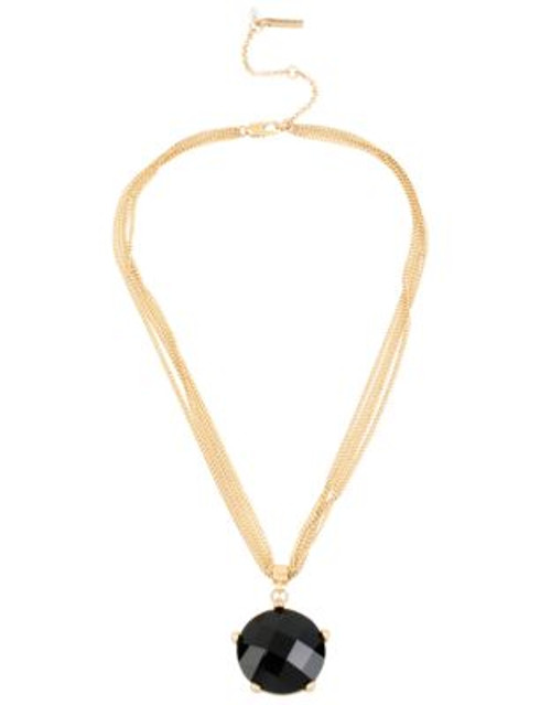 Kenneth Cole New York Jet Jewels Faceted Stone Pendant Necklace - JET