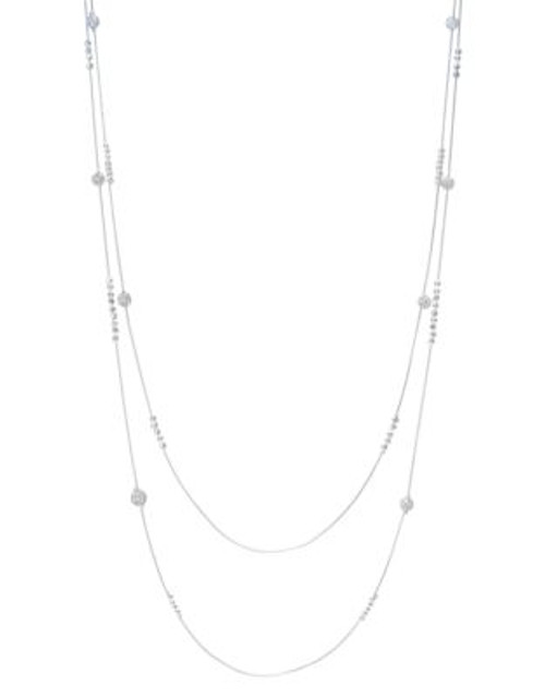 Nine West Glitz and Glam Metal Crystal Multi Strand Necklace - SILVER