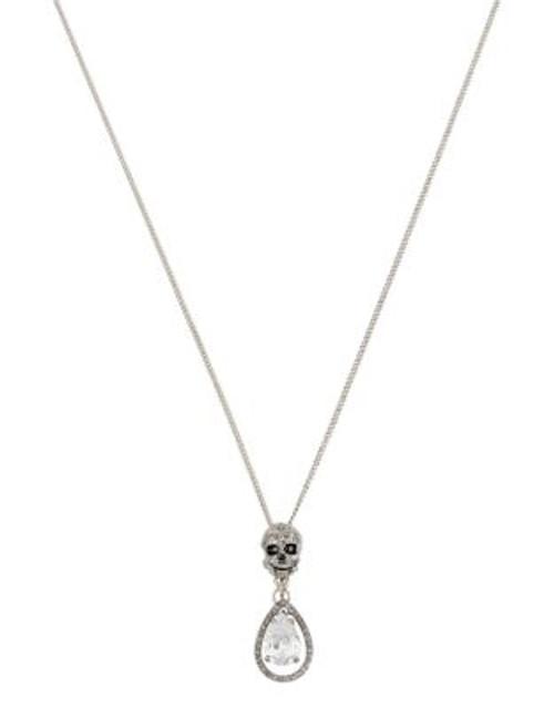 Betsey Johnson All That Glitters Pave Skull and Crystal Teardrop Pendant Gold Necklace - SILVER