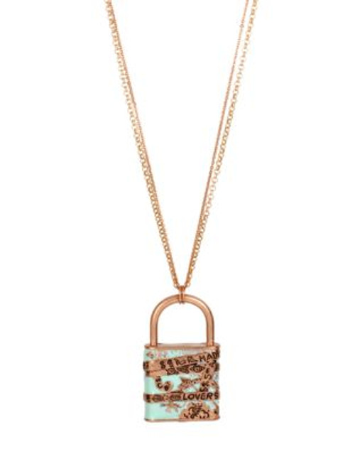 Betsey Johnson Wanderlust Map Lock Pendant Long Necklace - MINT GREEN