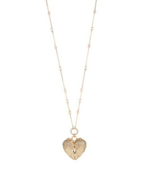 Betsey Johnson Wing Heart Mirror Pendant Necklace - PINK