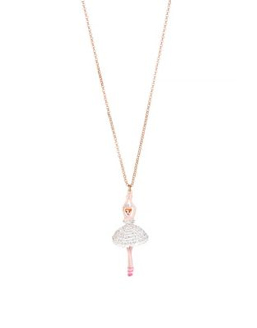 Betsey Johnson Pave Ballerina Pendant Necklace - WHITE