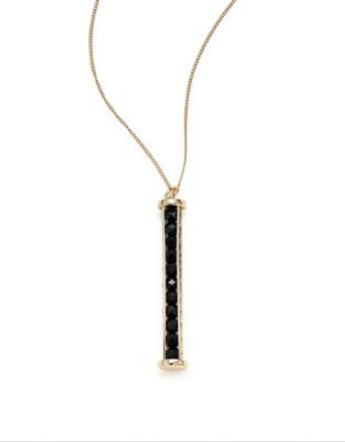 Expression Beaded Tube Pendant Necklace - BLACK